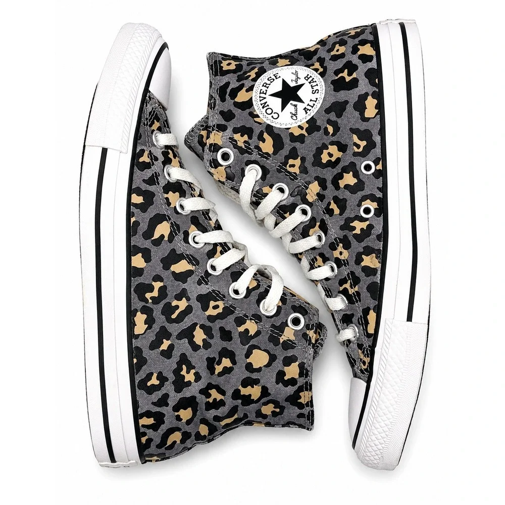 Converse Chuck Taylor All Star Womens 9.5 Leopard Animal Print High Tops 568200F